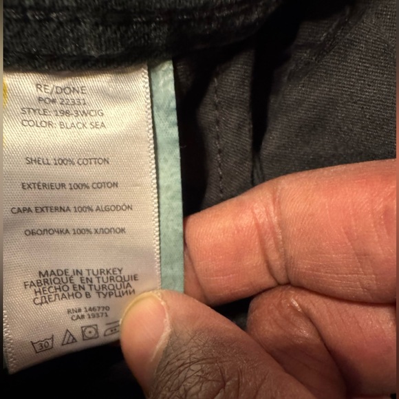 REDONE 70's Originals Cigarette Jeans in Black Sea Women's Denim Jeans Size 24 - Picture 15 of 16